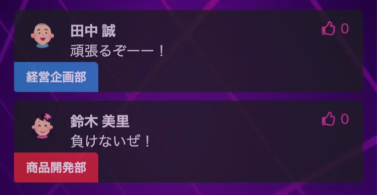 参加者からのメッセージ表示